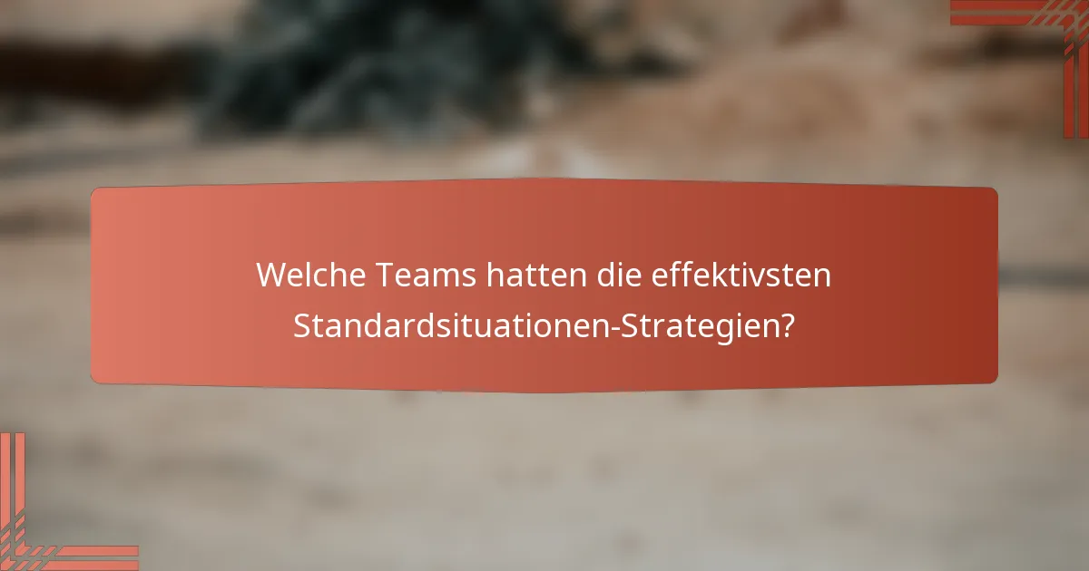 Welche Teams hatten die effektivsten Standardsituationen-Strategien?